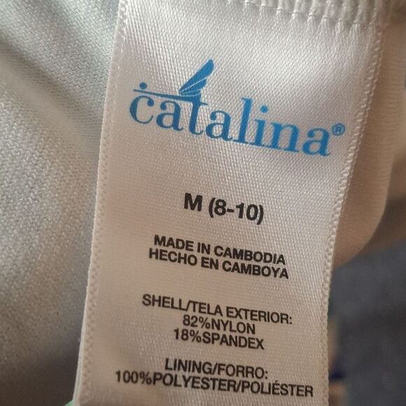 Catalina Blue and Green Leaf Print Tankini Top size medium - Picture 2 of 4